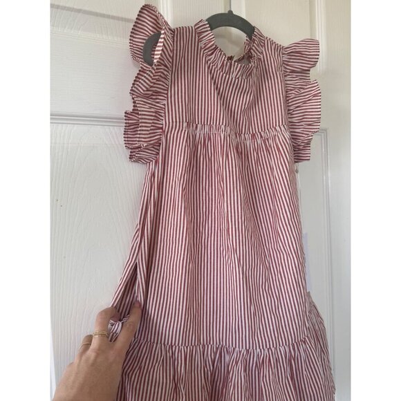 J. Marie Burnt Orange White Gameday Striped Ruffle Spring Dress Girls Size 7 NWT - Picture 16 of 16